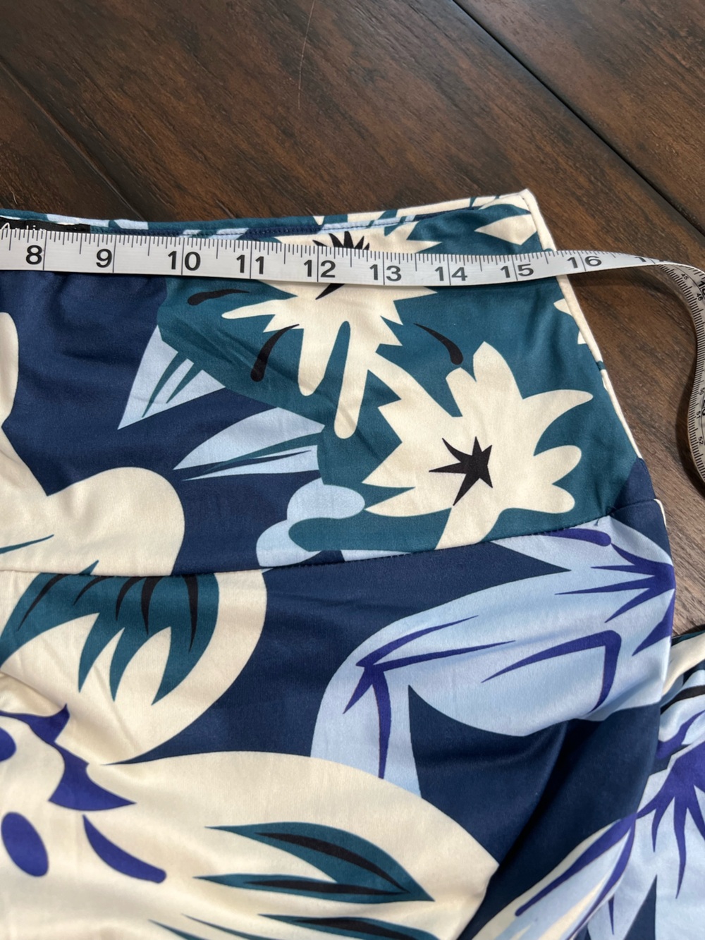 Women’s XL Lightweight Blue Teal White Floral Print Knit Palazzo Pants NWOT - Picture 4 of 6